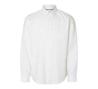 Langarmhemd SELECTED HOMME "SLHSLIMCLARK SHIRT LS NOOS", Herren, Gr. XL, N-Gr, weiß (hellweiß), Web, Obermaterial: 100% Baumwolle, unifarben, slim fit, 2-Knopf-Manschette, Hemden (28308347-XL) hellwei