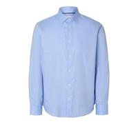 Langarmhemd SELECTED HOMME "SLHSLIMCLARK SHIRT LS NOOS", Herren, Gr. L, N-Gr, weiß (light blau detail:mixed with weiß), Web, Obermaterial: 100% Baumwolle, unifarben, slim fit, 2-Knopf-Manschette, Hemd