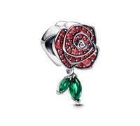 PANDORA Silber-Charm Funkelnde Blühende Rose Rot 793201C02