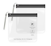 SLIJAR 2 Stück Transparent Kulturtasche mit Lanyard,Flugzeug Beutel Flüssigkeiten 20 x 20 cm,1 Liter Beutel Flugzeug Kulturbeutel,Reise Kosmetiktasche Reisegrößen Waschtasche für Damen & Herren