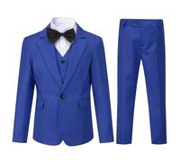 Sliktaa Jungen 3 Stück Anzüge EIN Knopf Revers Kragen Anzüge Hochzeit Geburtstag Party Prom Performance Anzug Blazer Weste Hose Multicolour Blau 16 Jahre