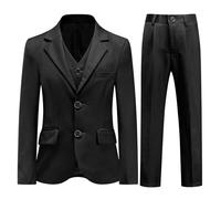 Sliktaa Jungen Anzug Set 4 Teilig Slim Fit Mit Weste Fliege Schwarz 14 Jahre