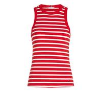 Tommy Hilfiger Damen Top Slim Rib Tank Top mit Stretch, Mehrfarbig (Primary Red/Ecru STP), M