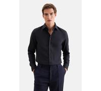 Businesshemd SEIDENSTICKER "Schwarze Rose", Herren, Gr. L (41), normale Ärmellängen, schwarz, 100% Baumwolle, Strukturmuster, slim fit, 2-Knopf-Manschette, Hemden, Slim 1/1 Kentkragen Struktur (422543