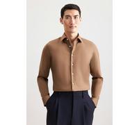 Businesshemd SEIDENSTICKER "Schwarze Rose", Herren, Gr. S (38), normale Ärmellängen, nougat, 100% Baumwolle, unifarben, slim fit, 2-Knopf-Manschette, Hemden, Slim 1/1 Kentkragen Uni (68308908-38) noug