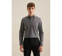 Businesshemd SEIDENSTICKER "Schwarze Rose", Herren, Gr. XL43, normale Ärmellängen, grau, 100% Baumwolle, unifarben, slim fit, 2-Knopf-Manschette, Hemden, Slim 1/1 Kentkragen Uni (44949209-43) grau