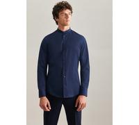 Businesshemd SEIDENSTICKER "Schwarze Rose", Herren, Gr. M (39), normale Ärmellängen, blau (dunkelblau), 100% Baumwolle, unifarben, slim fit, 2-Knopf-Manschette, Hemden, Slim 1/1 Stehkragen Uni (872818