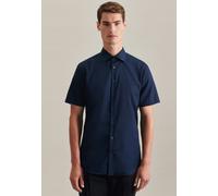 Businesshemd SEIDENSTICKER "Schwarze Rose", Herren, Gr. S (37), normale Ärmellängen, blau (dunkelblau), 100% Baumwolle, unifarben, slim fit, gerader Abschluss, Hemden, Slim 1/2 Kentkragen Uni (6451380