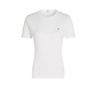Tommy Hilfiger Damen T-Shirt Slim Cody C-NK SS Kurzarm Rundhalsausschnitt Baumwolle Weiß Größe L