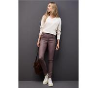 Lederimitathose STREET ONE, Damen, Gr. 42, Länge 30, velvet berry, Stoff, 79% Viskose, 18% Nylon, 3% Elasthan, unifarben, slim fit lang, Hosen, Middle Waist (53503312-42) velvet berry