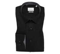 Langarmhemd ETERNA "SLIM FIT", Herren, Gr. 42, Normalgrößen, schwarz, Popeline, 100% Baumwolle, schmal, Langarm Manschette, Hemden, NON IRON (bügelfrei) (70390303-42) schwarz