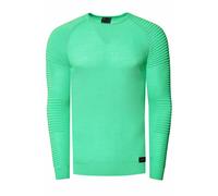 Rusty Neal Herren Pullover Feinstrick Gerippt Rundhals Strickpollver Slim Fit Freizeit Streetwear 349, Farbe:Grün, Größe S-3XL:L
