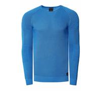 Rusty Neal Herren Pullover Feinstrick Gerippt Rundhals Strickpollver Slim Fit Freizeit Streetwear 349, Farbe:Blau, Größe S-3XL:M
