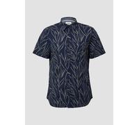 Slim Fit: Gemustertes Kurzarmhemd mit Kentkragen XXL blau 2163054.58A8.XXL