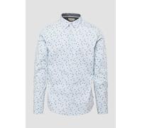 Slim Fit: Gemustertes Popeline-Hemd mit Kentkragen XL blau|mehrfarbig