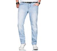 Slim-fit-Jeans ALESSANDRO SALVARINI "ASCatania", Herren, Gr. W30L30, Länge 30, blau (as, 161, hellblau used), Denim/Jeans, 98% Baumwolle, 2% Elasthan, Destroyed-Effekte, leichte Abriebeffekte, Basic,