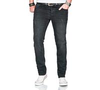 Slim-fit-Jeans ALESSANDRO SALVARINI "ASCatania", Herren, Gr. W34 L30, Länge 30, schwarz (as, 165, schwarz used), Denim/Jeans, 98% Baumwolle, 2% Elasthan, Destroyed-Effekte, leichte Abriebeffekte, Basi