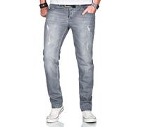 Slim-fit-Jeans ALESSANDRO SALVARINI "ASCatania", Herren, Gr. W34L36, Länge 36, grau (as, 164, grau used), Denim/Jeans, 98% Baumwolle, 2% Elasthan, Destroyed-Effekte, leichte Abriebeffekte, Basic, schm