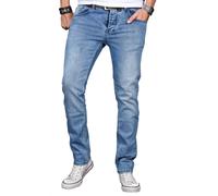 Slim-fit-Jeans ALESSANDRO SALVARINI "ASLuca", Herren, Gr. W30L32, Länge 32, blau (as048), Denim/Jeans, Obermaterial: 98% Baumwolle, 2% Elasthan, Destroyed-Effekte, leichte Abriebeffekte, slim fit, Jea