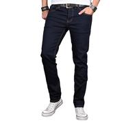 Slim-fit-Jeans ALESSANDRO SALVARINI "ASLuca", Herren, Gr. W36L32, Länge 32, blau (as042), Denim/Jeans, Obermaterial: 98% Baumwolle, 2% Elasthan, Destroyed-Effekte, leichte Abriebeffekte, slim fit, Jea