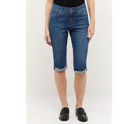 Slim-fit-Jeans ANGELS "CAPRI TURN UP", Damen, Gr. 46, N-Gr, mid blau used, Denim/Jeans, Obermaterial: 89% Baumwolle, 8% Polyester, 3% Elasthan, unifarben, slim fit kniebedeckend, Jeans Slim-fit-Jeans,