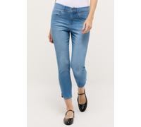 Slim-fit-Jeans ANGELS "Ornella Sparkle", Damen, Gr. 34, Länge 26, blau (light blau used), Denim/Jeans, Obermaterial: 89% Baumwolle, 8% Polyester, 3% Elasthan, unifarben, slim fit 7/8-Länge, Jeans Slim