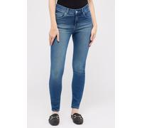 Slim-fit-Jeans ANGELS "SKINNY", Damen, Gr. 40, Länge 32, blau (mid blau used), Denim/Jeans, Obermaterial: 93% Baumwolle, 5% Polyester, 2% Elasthan, slim fit, Jeans Slim-fit-Jeans, aus Baumwollmischung