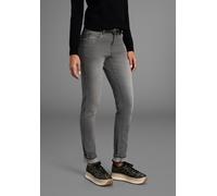 Slim-fit-Jeans ARIZONA "Bund mit seitlichem Gummizugeinsatz", Damen, Gr. 44, N-Gr, grau (grau used), Denim/Jeans, Obermaterial: 98% Baumwolle, 2% Elasthan, Basic, slim fit lang, Jeans Slim-fit-Jeans,