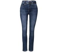 Slim-fit-Jeans STREET ONE "Style York", Damen, Gr. 27, Länge 30, dunkelblau random, Denim/Jeans, Obermaterial: 89% Baumwolle, 8% Polyester, 3% Elasthan, unifarben, slim fit lang, Jeans, mit Stretch (3