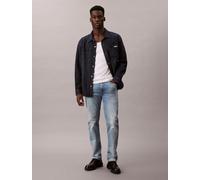 Slim-fit-Jeans CALVIN KLEIN, Herren, Gr. 33, Länge 34, medway blau, Denim/Jeans, Obermaterial: 98% Baumwolle, 2% Elasthan, slim fit lang, Jeans Slim-fit-Jeans, used washed, Slim Straight Fit, Logopatc