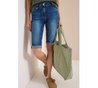 Slim-fit-Jeans CECIL, Damen, Gr. 36, mid blau used wash, Jeans, 78% Baumwolle, 20% Polyester, 2% Elasthan, unifarben, kurz, Jeans Slim-fit-Jeans, High Waist (59604568-36) mid blau used wash
