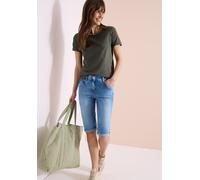 Slim-fit-Jeans CECIL, Damen, Gr. 36, light blau washed, Jeans, 78% Baumwolle, 20% Polyester, 2% Elasthan, unifarben, kurz, Jeans Slim-fit-Jeans, High Waist (12084518-36) light blau washed
