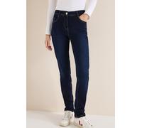 Slim-fit-Jeans CECIL, Damen, Gr. 31, Länge 28, dunkelblau wash, Jeans, 78% Baumwolle, 20% Polyester, 2% Elasthan, unifarben, lang, Jeans Slim-fit-Jeans, Middle Waist (17371728-31) dunkelblau wash