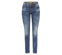 Slim-fit-Jeans CIPO & BAXX "Jeans", Damen, Gr. 30, Länge 34, blau, 98% Baumwolle, 2% Elasthan, unifarben, slim fit lang, Jeans Slim-fit-Jeans, Mit trendigen Ziernähten, WD441 (91088912-30) blau