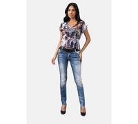 Slim-fit-Jeans CIPO & BAXX "Jeans", Damen, Gr. 30, Länge 32, blau, 98% Baumwolle, 2% Elasthan, unifarben, slim fit lang, Jeans Slim-fit-Jeans, im Used-Look, WD443 (64290543-30) blau