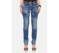 Cipo & Baxx Damen Jeans Hose Denim Straight Regular Fit Baumwolle WD364 Blau W30 L34