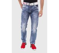 Slim-fit-Jeans CIPO & BAXX "Jeans", Herren, Gr. 29, Länge 32, blau, 100% Baumwolle, unifarben, slim fit lang, Jeans Slim-fit-Jeans, im washed Look (31629250-29) blau