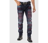 Slim-fit-Jeans CIPO & BAXX "Jeans", Herren, Gr. 38, Länge 34, blau, 99% Baumwolle, 1% Elasthan, unifarben, slim fit lang, Jeans Slim-fit-Jeans, mit farbigen Ziernähten (76963714-38) blau