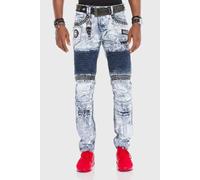 Slim-fit-Jeans CIPO & BAXX "Jeans", Herren, Gr. 40, Länge 34, blau, 99% Baumwolle, 1% Elasthan, unifarben, slim fit lang, Jeans Slim-fit-Jeans, mit Ziersteinen (84794268-40) blau