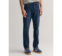 Slim-fit-Jeans GANT "SLIM GANT JEANS", Herren, Gr. 30, Länge 34, blau (dunkelblau worn in), Denim/Jeans, Obermaterial: 97% Baumwolle, 2% Polyester, 1% Elasthan, slim fit, Jeans (57212135-30) dunkelbla
