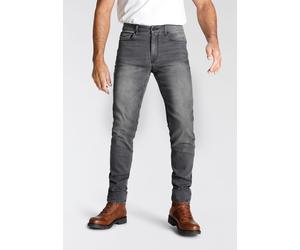 Slim-fit-Jeans H.I.S "FLUSH", Herren, Gr. 34, Länge 34, grau (dunkel grau), Denim/Jeans, Obermaterial: 75% Baumwolle, 23% Polyester, 2% Elasthan, schmal lang, Jeans Slim-fit-Jeans, schmale Beinform, m