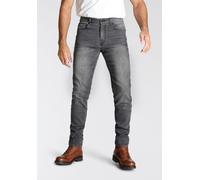 Slim-fit-Jeans H.I.S "FLUSH", Herren, Gr. 38, Länge 34, grau (dunkel grau), Denim/Jeans, Obermaterial: 75% Baumwolle, 23% Polyester, 2% Elasthan, schmal lang, Jeans Slim-fit-Jeans, schmale Beinform, m