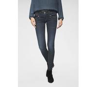 Slim-fit-Jeans HERRLICHER "Piper Slim Denim", Damen, Gr. 26, Länge 32, dull, Denim/Jeans, Obermaterial: 98% Baumwolle, 2% Elasthan, slim fit, Jeans Slim-fit-Jeans, mit Zierknöpfen an den Gesäßtaschen