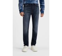 Slim-fit-Jeans HUGO BLUE "Ash", Herren, Gr. 36, Länge 34, dunkelblau405, Denim/Jeans, Obermaterial: 99% Baumwolle, 1% Elasthan, unifarben, slim fit lang, Jeans Slim-fit-Jeans, mit Stone-washed-Finish