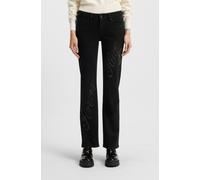 Slim-fit-Jeans HUGO BLUE "Gamera", Damen, Gr. 28, Länge 34, schwarz 002, Denim/Jeans, Obermaterial: 99% Baumwolle, 1% Elasthan, Glitzermuster, unifarben, slim fit lang, Jeans, mit Strass-Logo vorn (63