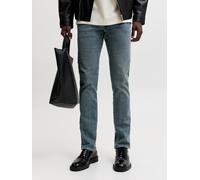 Slim-fit-Jeans JACK & JONES "JJIGLENN Jeans mit schmaler Beinform und Stretch für Komfort", Herren, Gr. 31, Länge 34, mid blau denim, Denim/Jeans, Obermaterial: 54% Baumwolle, 33% Polyester, 7% Lyocel
