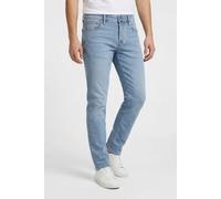 Slim-fit-Jeans JACK & JONES "JJIGLENN JJICON", Herren, Gr. 33, Länge 34, blau (blau denim), Denim/Jeans, Obermaterial: 77% Baumwolle, 14% Polyester, 8% Viskose, 1% Elasthan, Abriebeffekte, slim fit la