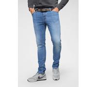 Slim-fit-Jeans JACK & JONES "JJIGLENN Slim-Fit mit Stretch und praktischer 5-Pocket-Form", Herren, Gr. 33, Länge 34, blau (light blau denim), Denim/Jeans, Obermaterial: 70% Baumwolle, 28% Polyester, 2