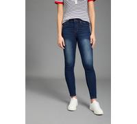 Slim-fit-Jeans KANGAROOS "CROPPED HIGH WAIST SLIM FIT", Damen, Gr. 32, N-Gr, blau (dunkelblau us), Denim/Jeans, Obermaterial: 80% Baumwolle, 18% Polyester, 2% Elasthan, Abriebeffekte, Basic, extraeng