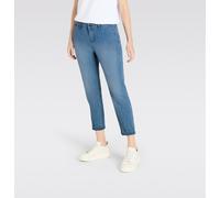 Slim-fit-Jeans MAC "CHINO turn up", Damen, Gr. 40, N-Gr, blau (venice beach wash), Denim/Jeans, Obermaterial: 98% Baumwolle, 2% Elasthan, unifarben, slim fit knöchelfrei, Jeans Slim-fit-Jeans, im Five